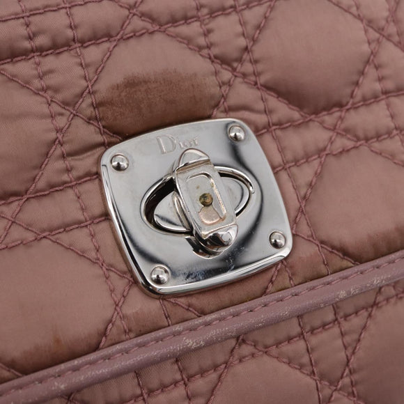 Christian Dior Canage Lady Dior Shoulder Bag Nylon Pink Silver Auth 196805