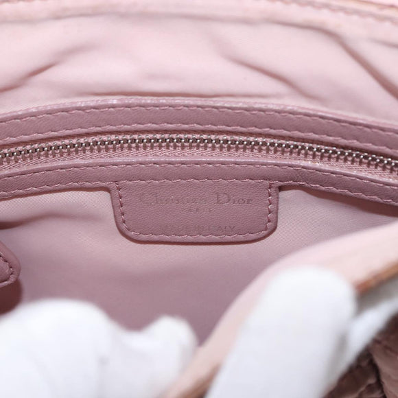 Christian Dior Canage Lady Dior Shoulder Bag Nylon Pink Silver Auth 196805
