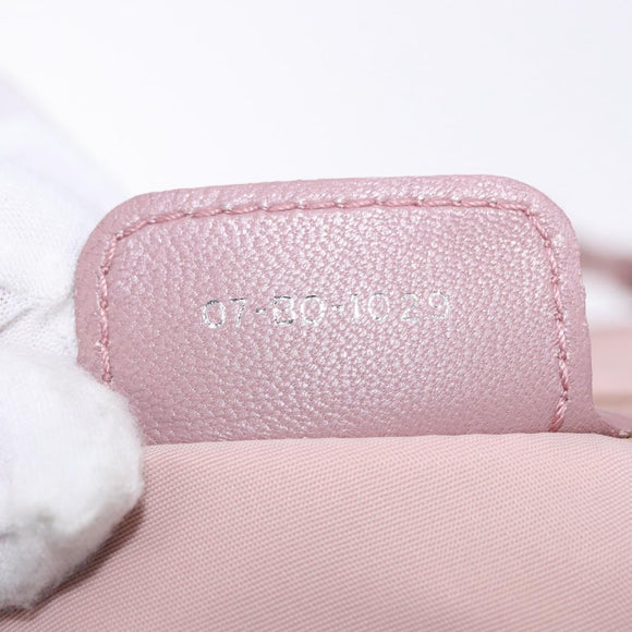 Christian Dior Canage Lady Dior Shoulder Bag Nylon Pink Silver Auth 196805