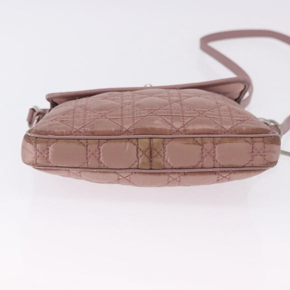 Christian Dior Canage Lady Dior Shoulder Bag Nylon Pink Silver Auth 196805