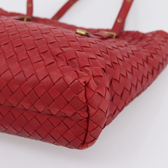 BOTTEGA VENETA INTRECCIATO Tote Bag Leather Red 162937 Auth 196807A