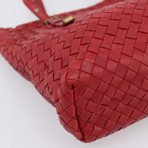 BOTTEGA VENETA INTRECCIATO Tote Bag Leather Red 162937 Auth 196807A