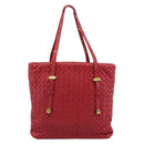 BOTTEGA VENETA INTRECCIATO Tote Bag Leather Red 162937 Auth 196807A-13