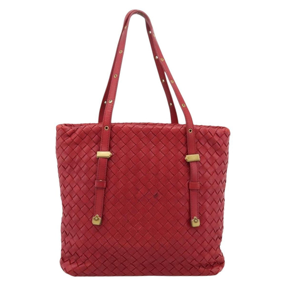 BOTTEGA VENETA INTRECCIATO Tote Bag Leather Red 162937 Auth 196807A