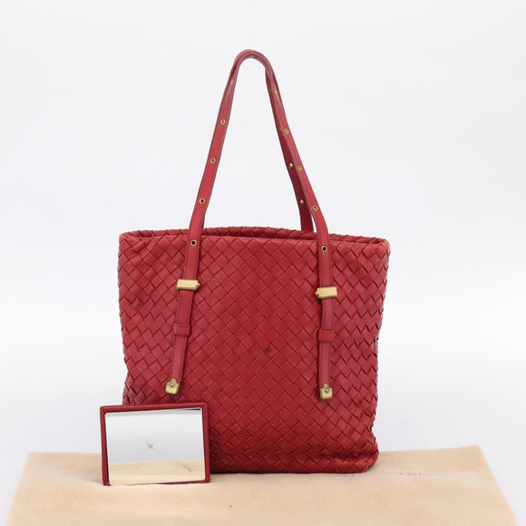 BOTTEGA VENETA INTRECCIATO Tote Bag Leather Red 162937 Auth 196807A