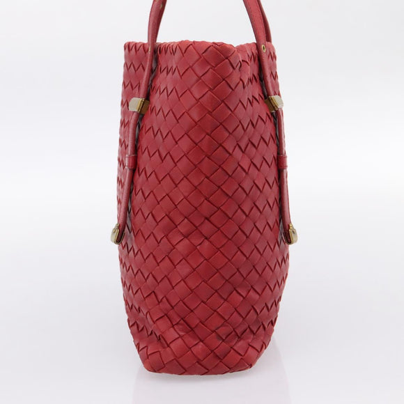 BOTTEGA VENETA INTRECCIATO Tote Bag Leather Red 162937 Auth 196807A