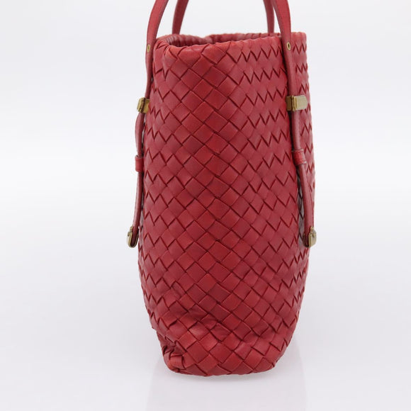 BOTTEGA VENETA INTRECCIATO Tote Bag Leather Red 162937 Auth 196807A
