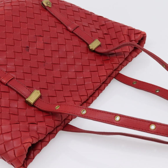 BOTTEGA VENETA INTRECCIATO Tote Bag Leather Red 162937 Auth 196807A