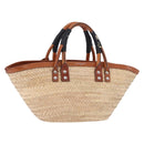 BALENCIAGA Bistro Pannier Hand Bag Raffia Beige 452654 Auth 196810A-1