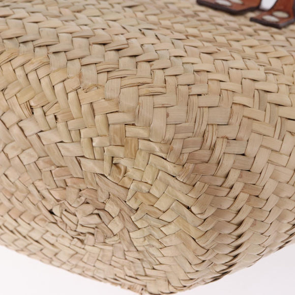 BALENCIAGA Bistro Pannier Hand Bag Raffia Beige 452654 Auth 196810A