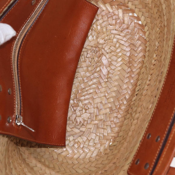 BALENCIAGA Bistro Pannier Hand Bag Raffia Beige 452654 Auth 196810A