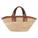 BALENCIAGA Bistro Pannier Hand Bag Raffia Beige 452654 Auth 196810A-13