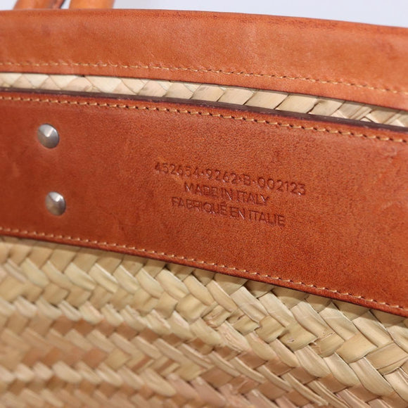 BALENCIAGA Bistro Pannier Hand Bag Raffia Beige 452654 Auth 196810A