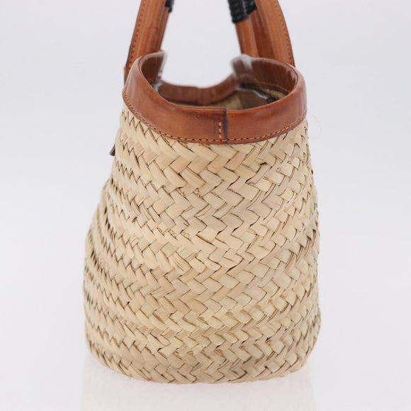 BALENCIAGA Bistro Pannier Hand Bag Raffia Beige 452654 Auth 196810A