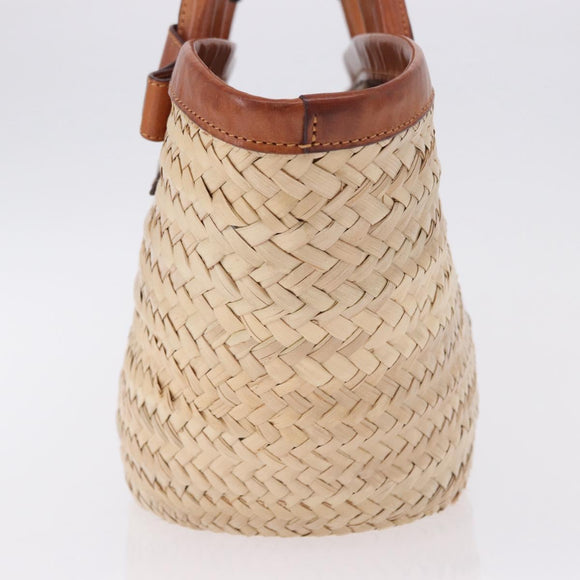 BALENCIAGA Bistro Pannier Hand Bag Raffia Beige 452654 Auth 196810A
