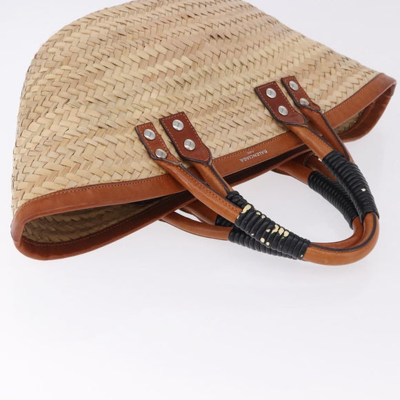 BALENCIAGA Bistro Pannier Hand Bag Raffia Beige 452654 Auth 196810A