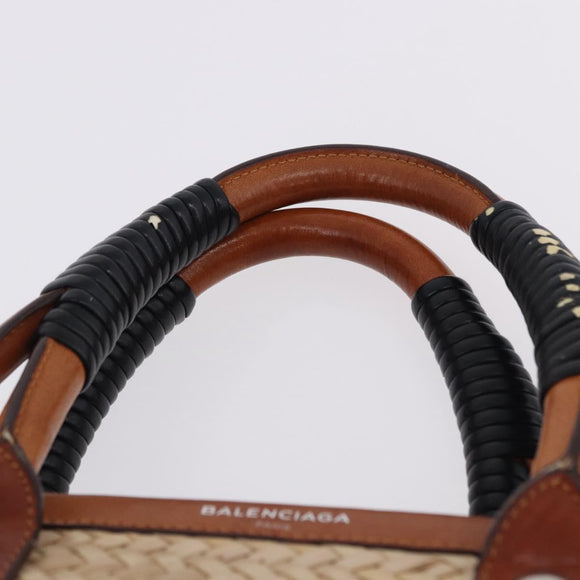 BALENCIAGA Bistro Pannier Hand Bag Raffia Beige 452654 Auth 196810A