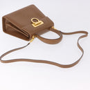 Salvatore Ferragamo Gancini Hand Bag Leather 2way Brown Gold Auth 196812-10