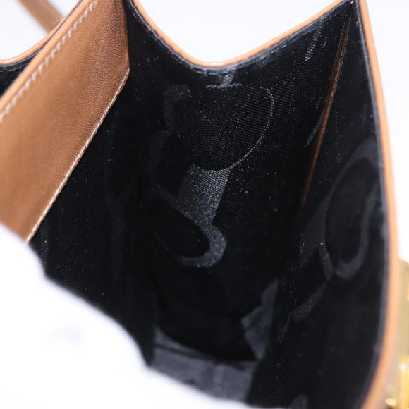 Salvatore Ferragamo Gancini Hand Bag Leather 2way Brown Gold Auth 196812