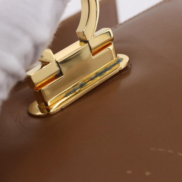 Salvatore Ferragamo Gancini Hand Bag Leather 2way Brown Gold Auth 196812
