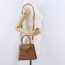 Salvatore Ferragamo Gancini Hand Bag Leather 2way Brown Gold Auth 196812-30