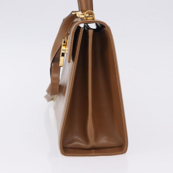 Salvatore Ferragamo Gancini Hand Bag Leather 2way Brown Gold Auth 196812
