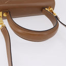 Salvatore Ferragamo Gancini Hand Bag Leather 2way Brown Gold Auth 196812-8