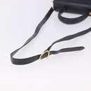 Salvatore Ferragamo Gancini Hand Bag Leather 2way Navy Gold Auth 196816-10