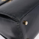 Salvatore Ferragamo Gancini Hand Bag Leather 2way Navy Gold Auth 196816-13