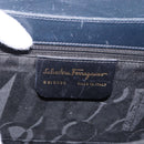 Salvatore Ferragamo Gancini Hand Bag Leather 2way Navy Gold Auth 196816-19