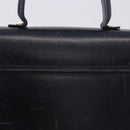 Salvatore Ferragamo Gancini Hand Bag Leather 2way Navy Gold Auth 196816-4