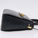 Salvatore Ferragamo Gancini Hand Bag Leather 2way Navy Gold Auth 196816-5
