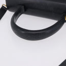 Salvatore Ferragamo Gancini Hand Bag Leather 2way Navy Gold Auth 196816-8