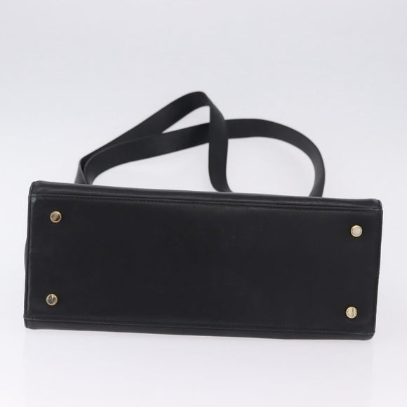 Salvatore Ferragamo Gancini Shoulder Bag Leather Black Gold Auth 196817