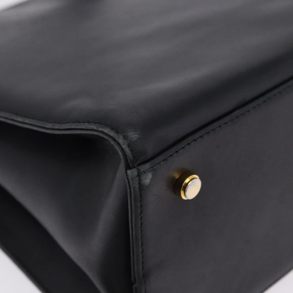 Salvatore Ferragamo Gancini Shoulder Bag Leather Black Gold Auth 196817