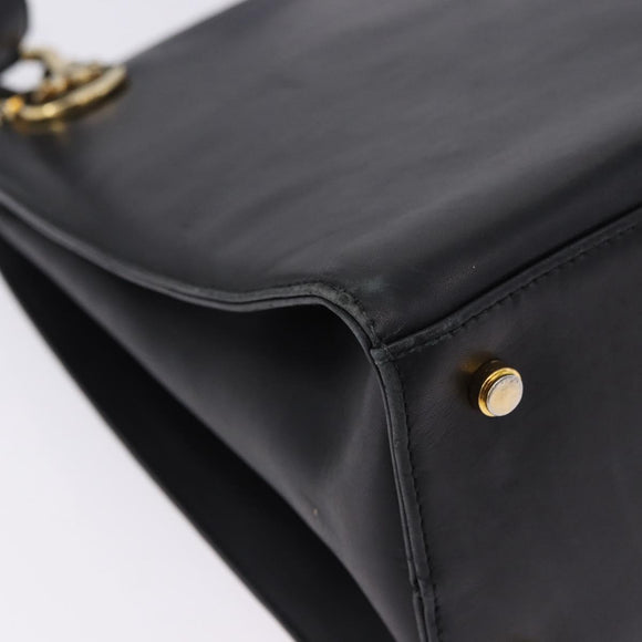 Salvatore Ferragamo Gancini Shoulder Bag Leather Black Gold Auth 196817