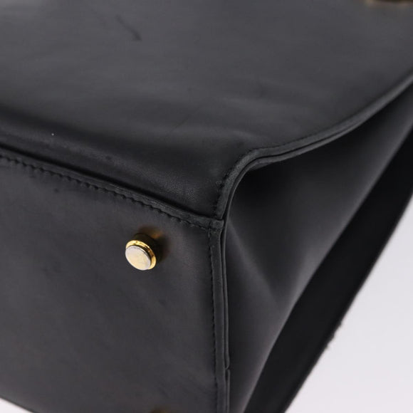 Salvatore Ferragamo Gancini Shoulder Bag Leather Black Gold Auth 196817
