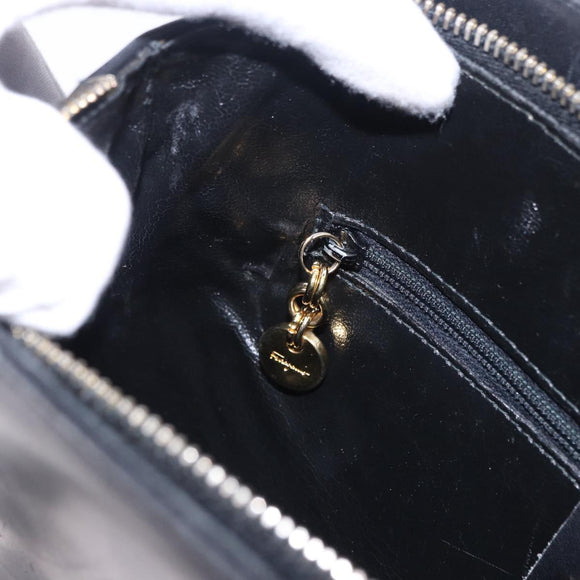 Salvatore Ferragamo Gancini Shoulder Bag Leather Black Gold Auth 196817