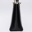 Salvatore Ferragamo Gancini Shoulder Bag Leather Black Gold Auth 196817-5