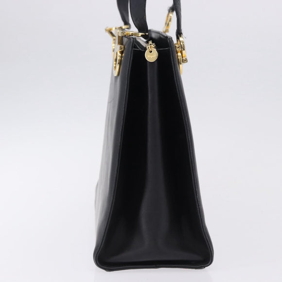 Salvatore Ferragamo Gancini Shoulder Bag Leather Black Gold Auth 196817