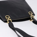 Salvatore Ferragamo Gancini Shoulder Bag Leather Black Gold Auth 196817-7