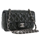 CHANEL COCO Mark Turn Lock Chain Bag Patent leather Khaki Silver CC Auth 196818M-1