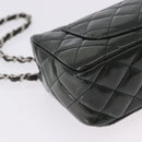 CHANEL COCO Mark Turn Lock Chain Bag Patent leather Khaki Silver CC Auth 196818M-13