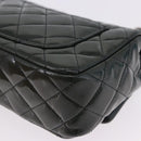 CHANEL COCO Mark Turn Lock Chain Bag Patent leather Khaki Silver CC Auth 196818M-14