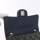 CHANEL COCO Mark Turn Lock Chain Bag Patent leather Khaki Silver CC Auth 196818M-17
