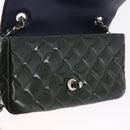 CHANEL COCO Mark Turn Lock Chain Bag Patent leather Khaki Silver CC Auth 196818M-18