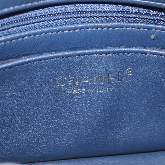 CHANEL COCO Mark Turn Lock Chain Bag Patent leather Khaki Silver CC Auth 196818M