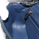 CHANEL COCO Mark Turn Lock Chain Bag Patent leather Khaki Silver CC Auth 196818M-23
