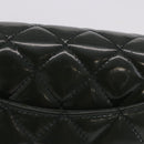 CHANEL COCO Mark Turn Lock Chain Bag Patent leather Khaki Silver CC Auth 196818M-4