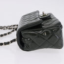 CHANEL COCO Mark Turn Lock Chain Bag Patent leather Khaki Silver CC Auth 196818M-6